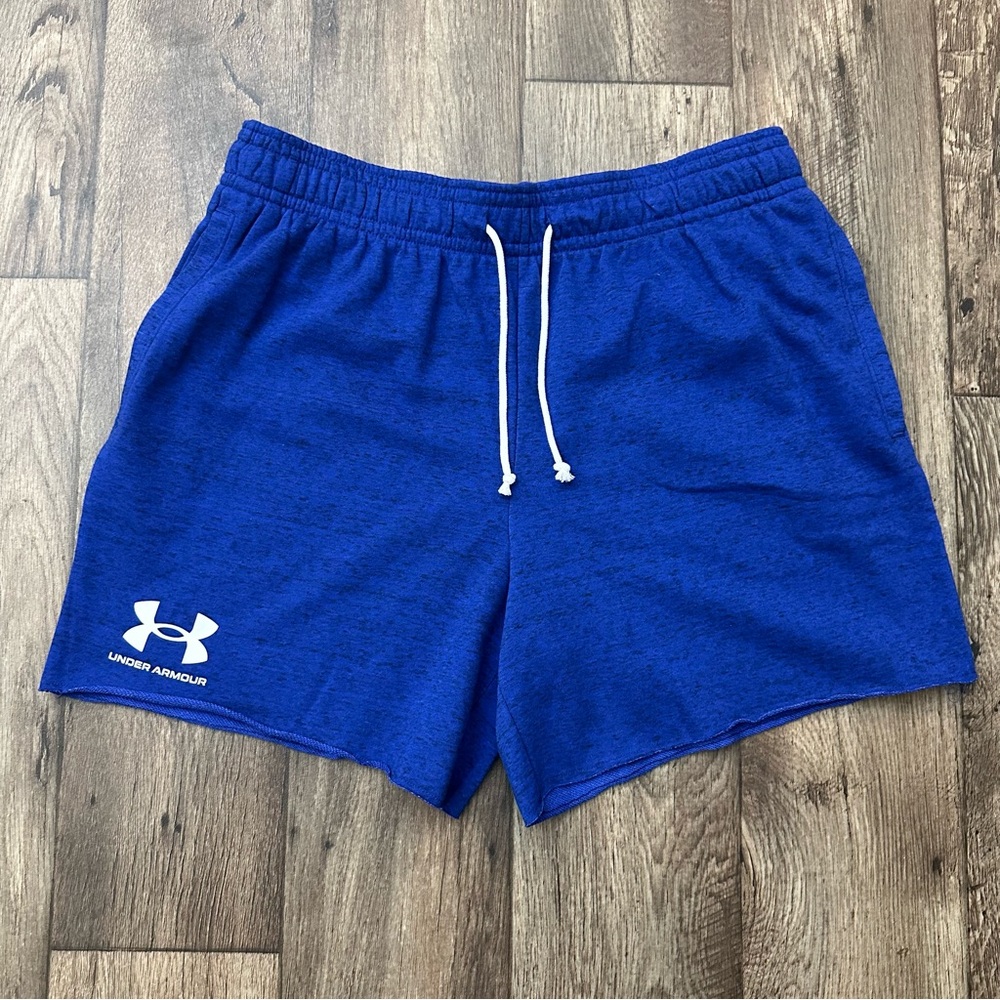 Under Armour Men's Gym Shorts Rival Terry Loose Fit Blue Size XL